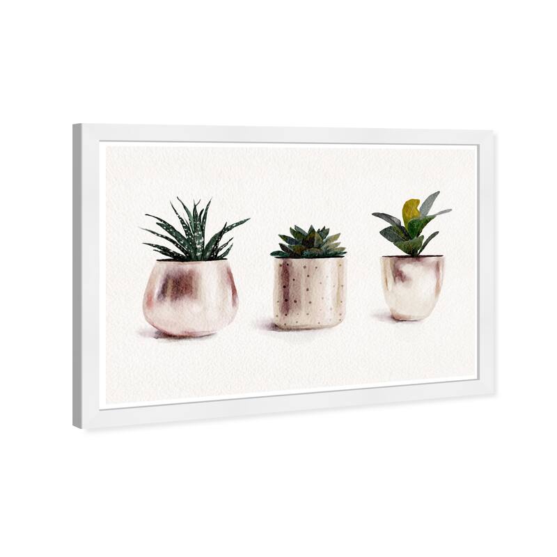 Wynwood Studio Prints Floral and Botanical Line of Succulents White and Dark Green Farmhouse Wall Art Canvas Print