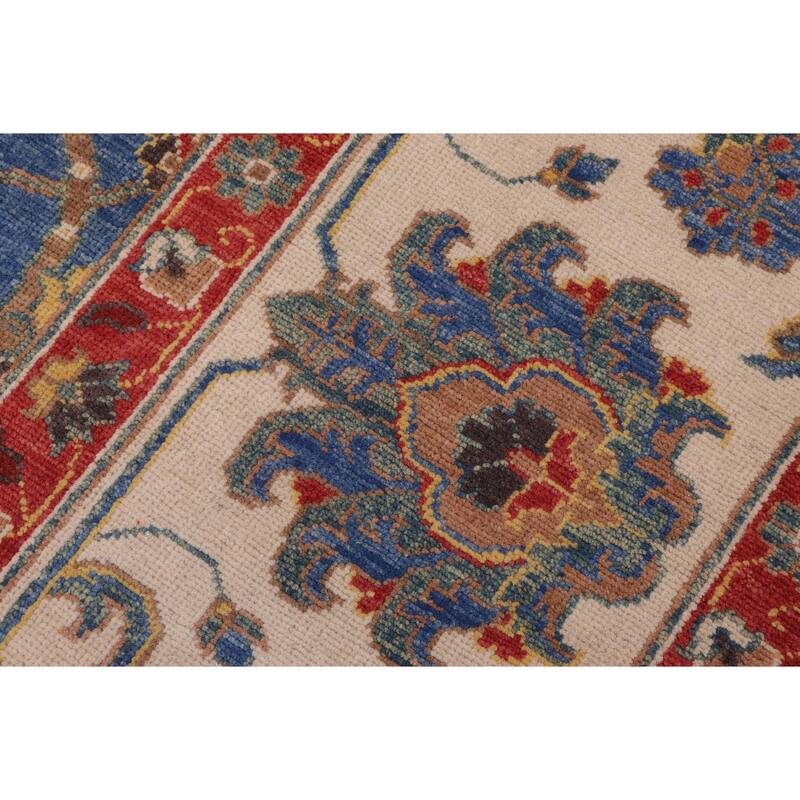 Rustic Kazak Caden Blue/Beige Wool Rug - 10'8'' x 14'2''