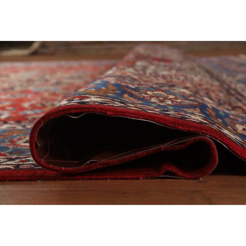 Hand Knotted Oriental 100% Wool Carpet Traditional Floral Red Isfahan Area Rug - 16' 3'' X 10' 5''