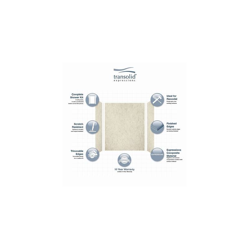 Transolid Expressions 32-in X 60-in X 72-in Glue to Wall Shower/Walls - 60" x 32" x 72" - 60" x 32" x 72"