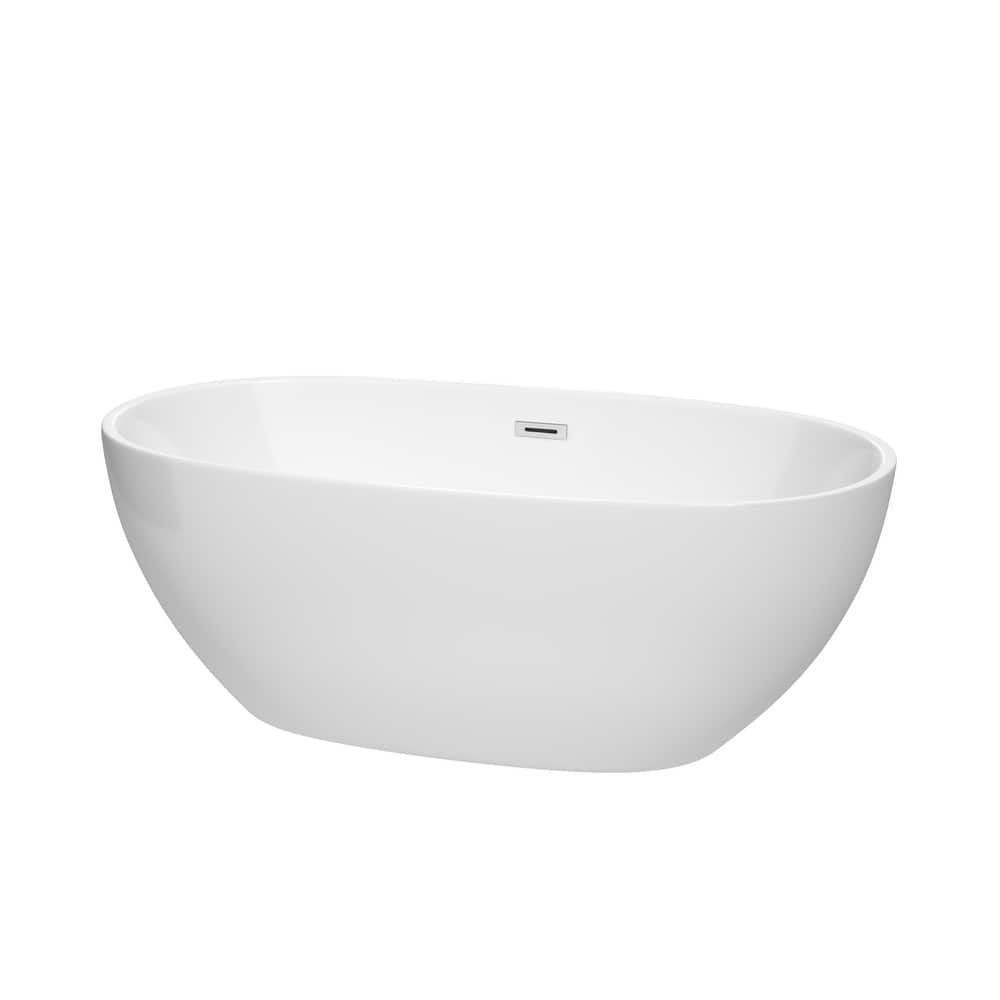 Wyndham Collection Juno 63-inch White Freestanding Soaking Bathtub