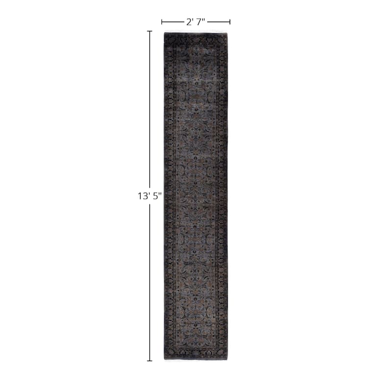 Overdyed One-of-a-Kind Hand-Knotted Area Rug - Gray - 2' 7" x 13' 5"
