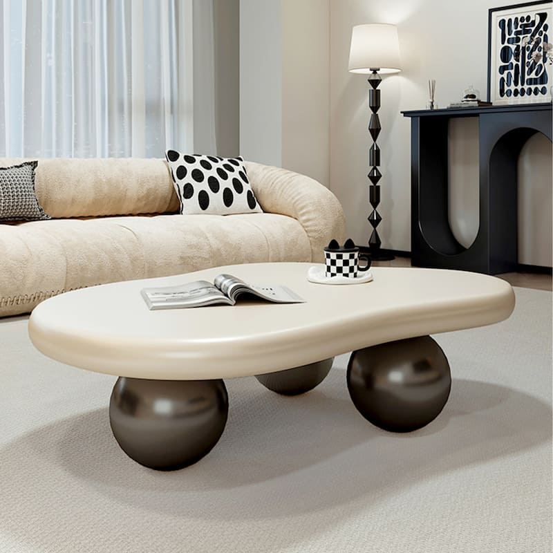 48" Modern Coffee Table, Cloud Shaped, Wood