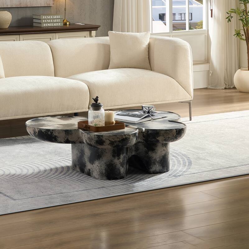 Butterfly-Shaped Coffee Table Sofa Side Table, Center Table Accent Table with Dynamic Flowing Design for Living Room