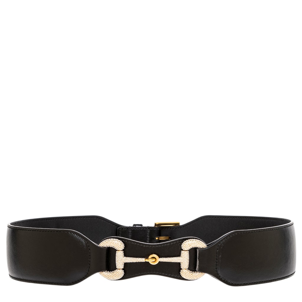 Gucci Crystal Detailed Horsebit Wide Belt