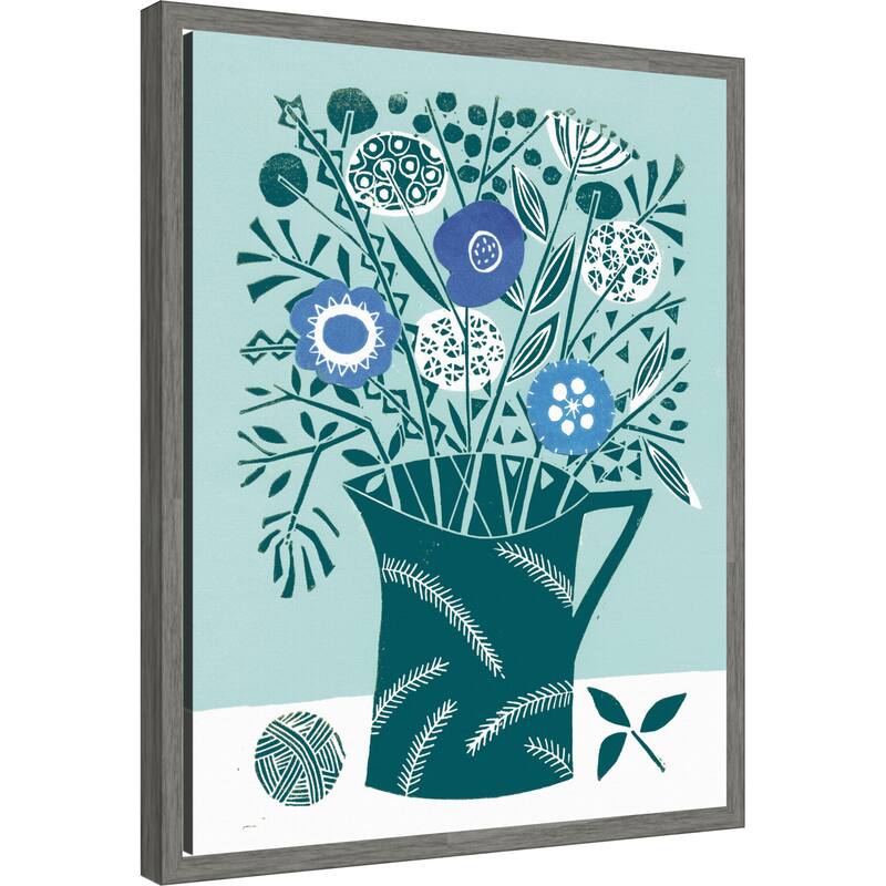 Decorative Flower Pot by Giuliana Lazzerini Framed Canvas Wall Art Print