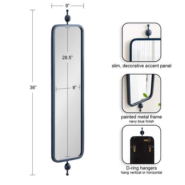 dimension image slide 1 of 6, Kate and Laurel Kasota Slim Rectangle Mirror Metal