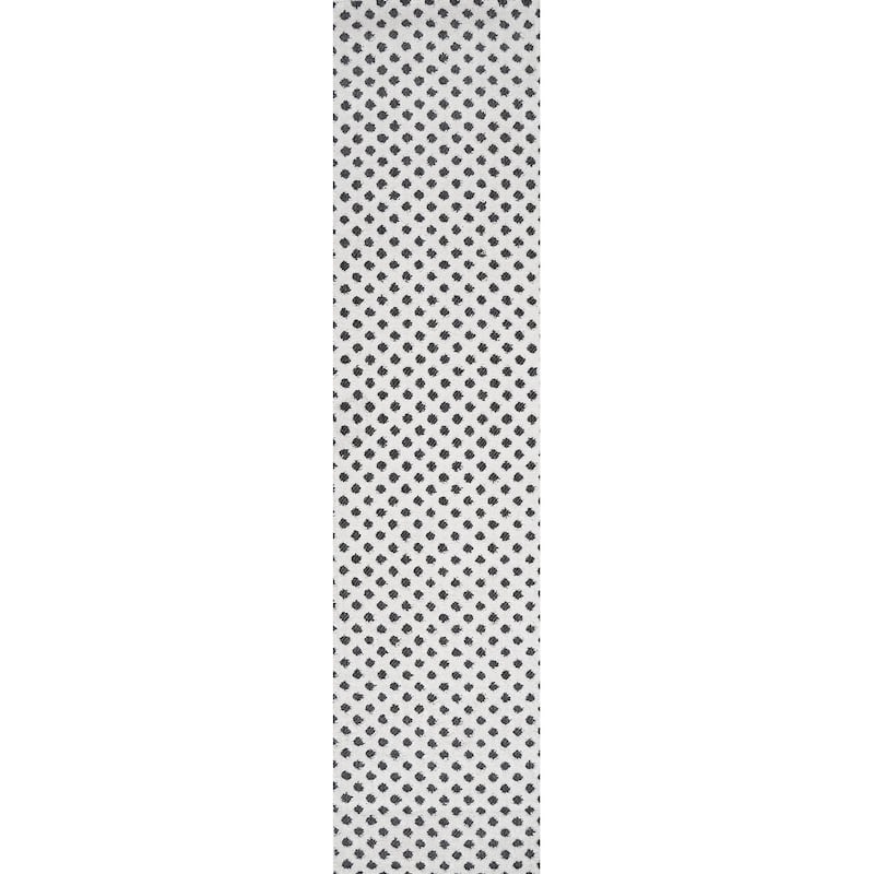 JONATHAN Y Citta High-Low Pile Mini-Diamond Trellis Indoor/Outdoor Area Rug - 2 X 10 - White/Black