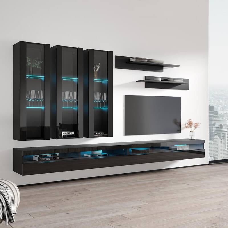 Fly E3 35TV Wall Mounted Floating Modern Entertainment Center