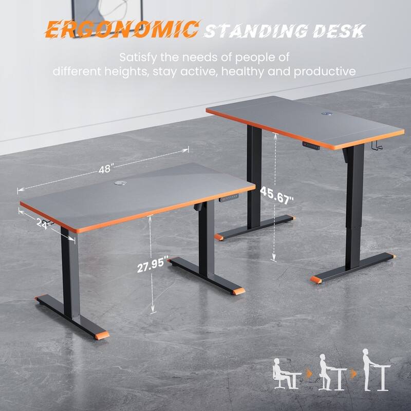 SIAGO 48 x 24 Inch Computer Desk Height Adjustable Electric Sit Stand Up Desk