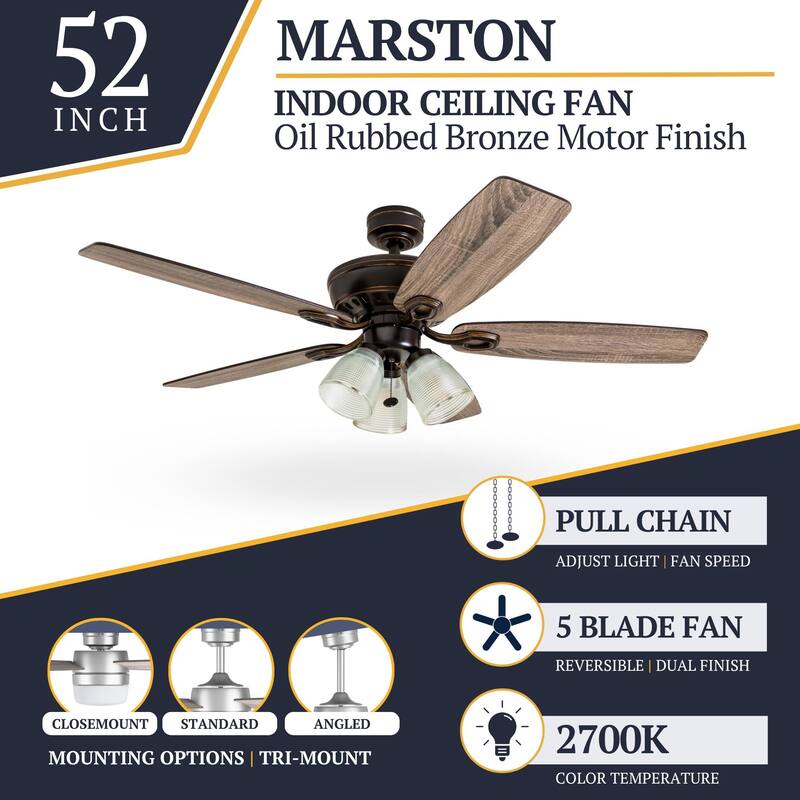 52" Prominence Home Marston Rustic Farmhouse Ceiling Fan, Prismatic Glass, Barnwood Blades - 52-inch