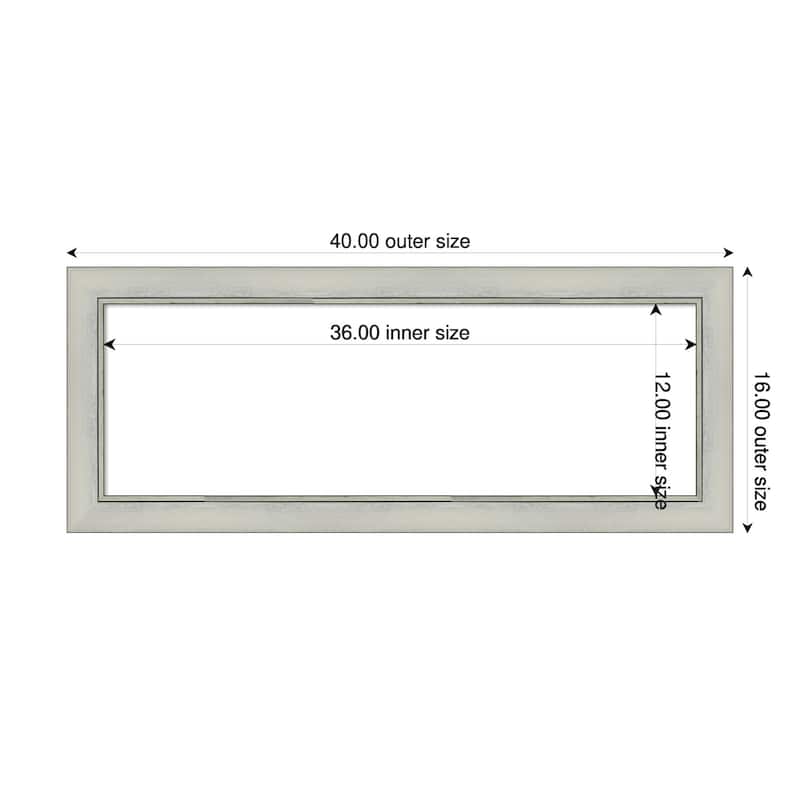 Amanti Art Flair Polished Nickel Framed Dry Erase Magnetic Board - 40 x 16 in - Flair Silver Patina