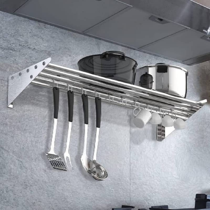 2 Pack Stainless Steel Hanging Rack with Hooks