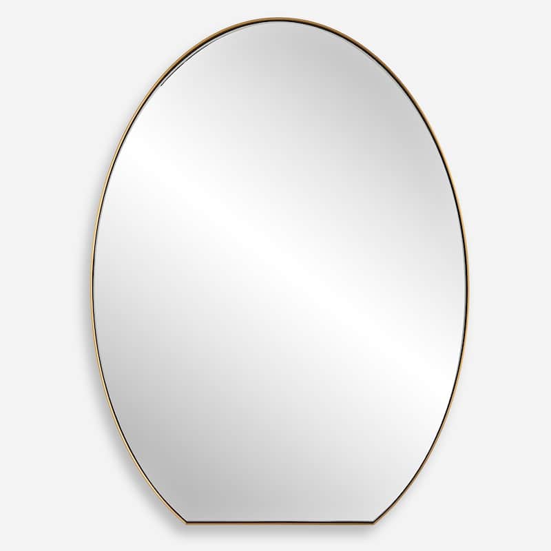 Oval Framed Wall Mirror - 32" - Brass Finish