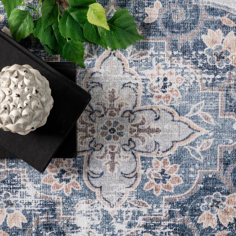 Nuloom Elsa SpinClean Floral Blossom Machine Washable Area Rug