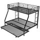 preview thumbnail 12 of 31, Industrial Style Twin over Full Bunk Bed with Twin Size Trundle,Two-Side Build-In Ladders,Sturdy Metal Frame