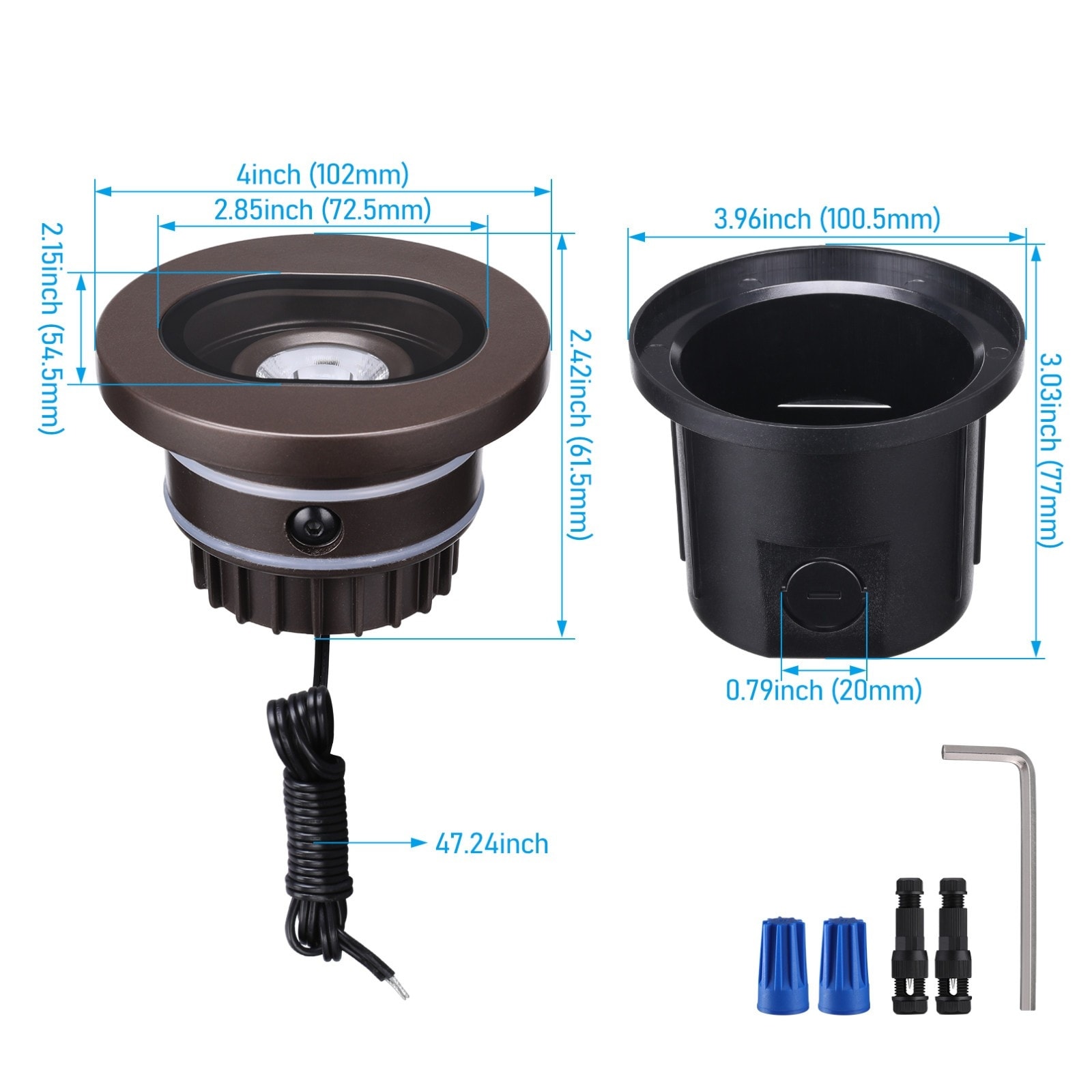 8W Low Voltage 5CCT 30° Tilt Adjustable LED Well Light, Flush