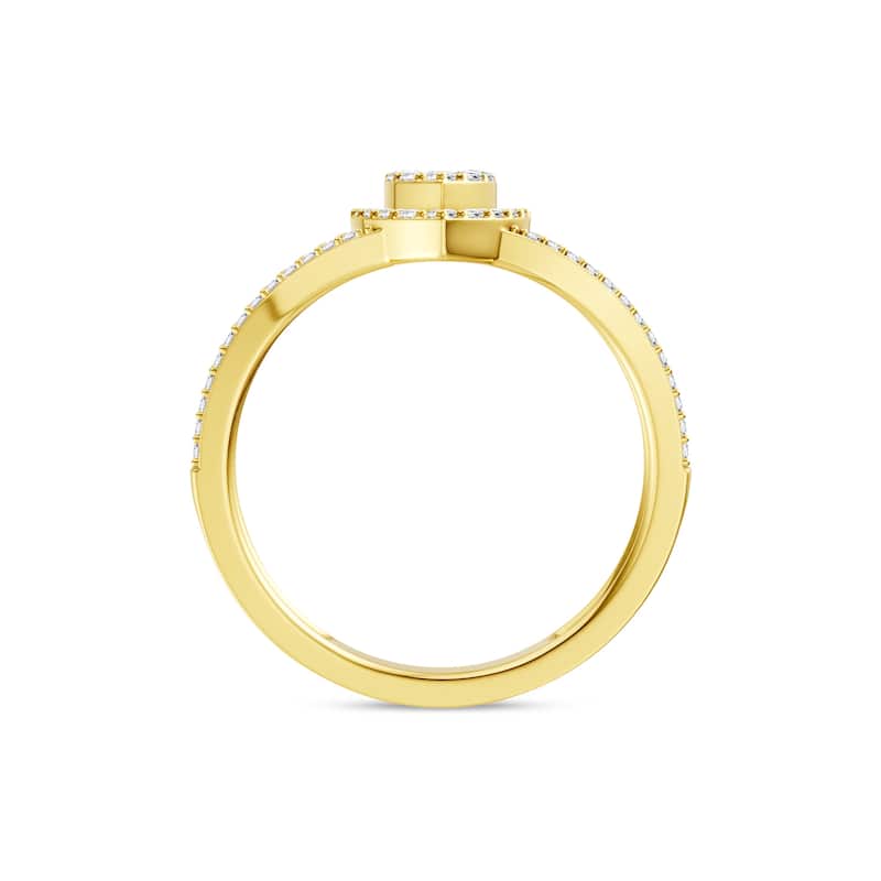 1/2ct TDW Diamond Marquise Framed Cluster Halo Engagement Ring in 10K Yellow Gold for Women