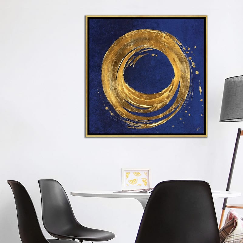 iCanvas "Gold Circle on Blue" by Patricia Pinto Framed Canvas Print