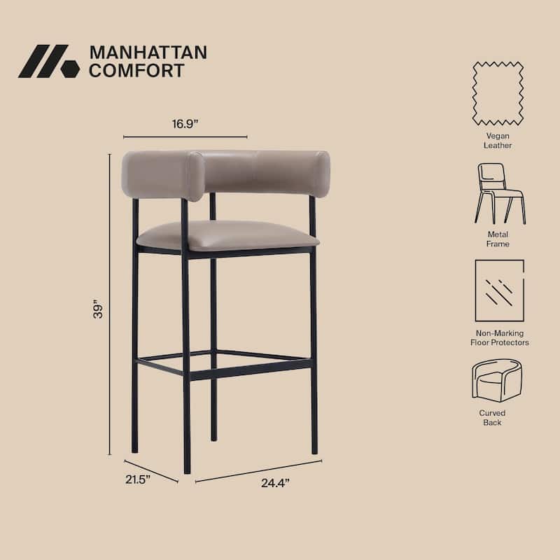 Onda Vegan Leather Metal Upholstered Barstool