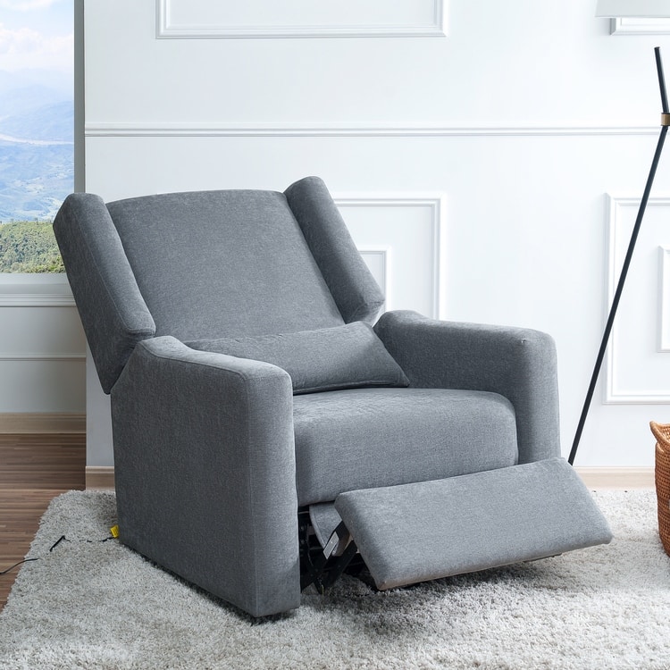 Tanya Luxury Power Motion Recliner Chair with Swivel Glider, Upholstered Living Room Reclining Sofa Chair with Lumbar Support - Gray