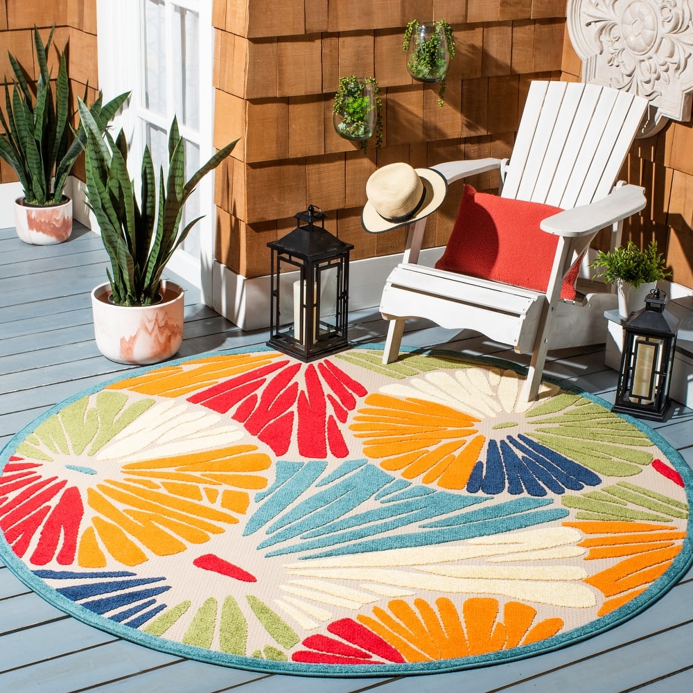 SAFAVIEH Cabana Eufrosina Indoor/ Outdoor Waterproof Patio Floral Rug