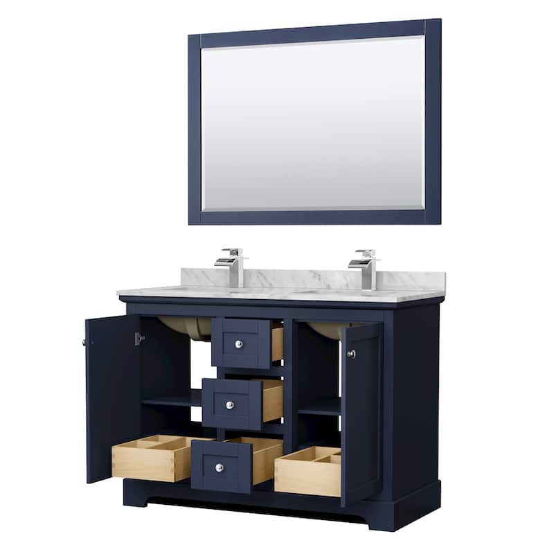 Avery 48-Inch Double Vanity Set with Square Sinks, 46-Inch Mirror