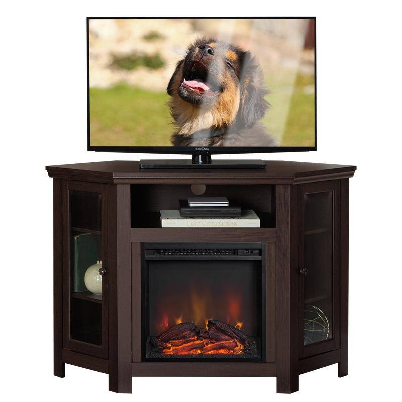 58-60" Fireplace TV Stand for 55-65" TVs w/ 18-23" Insert Farmhouse/Modern/Rustic Barn/Glass Doors Espresso/Grey/Brown/White Oak