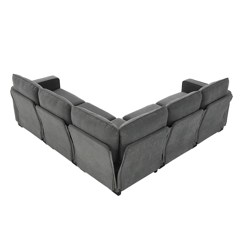 89" Oversized Velvet Modern L Shaped Sectional Sofa w/ Double Cushions