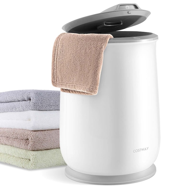 Bathroom Towel Warmer Bucket 21L Heater w/ Flip-top Lid Auto Shut Off - White & Gray - White & Gray