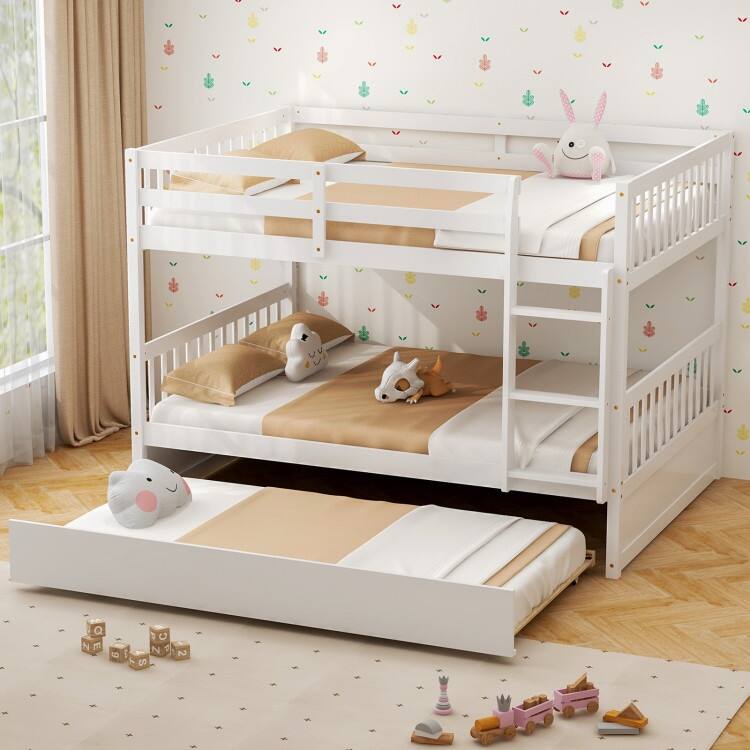 Full over Full Bunk Bed Platform Wood Bed