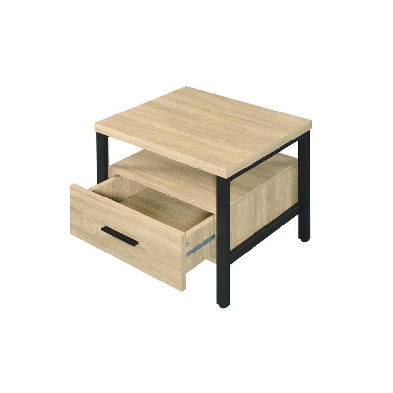 Versatile Oak and Metal Accent Table for Stylish Interiors