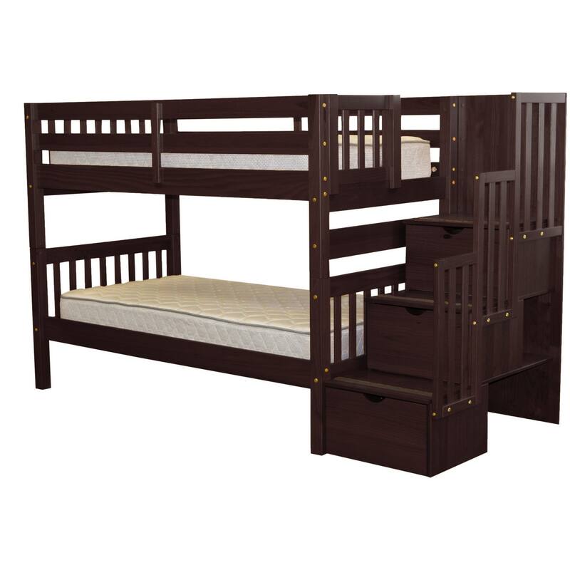 Taylor & Olive Trillium Twin over Twin Stairway Bunk Bed, 3 Steps