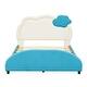 preview thumbnail 35 of 41, Velvet Upholstered Platform Bed with Cloud-Shaped Headboard and Embedded Light Stripe, for Kids Teens, No Box Spring Required