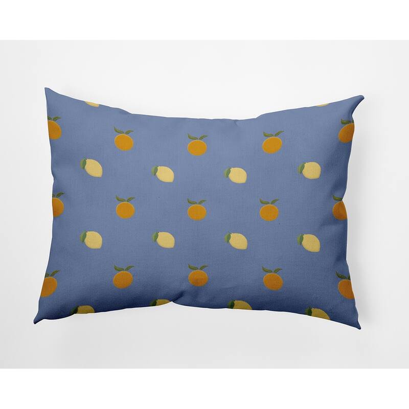 Oranges and Lemons Pattern Decorative Throw Pillow - 14" x 20" - Cornflower