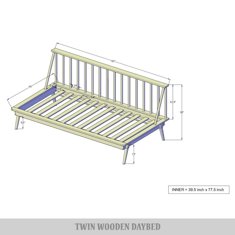 CraftPorch Vintage Wooden Twin Size Daybed