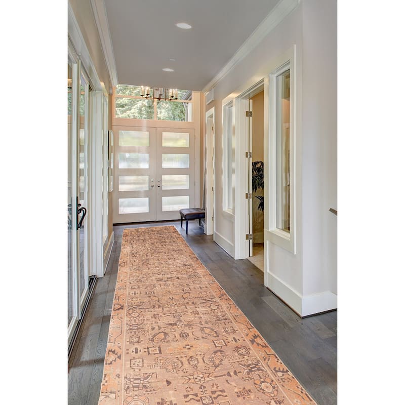 ECARPETGALLERY Hand-knotted Antalya Vintage Brown Wool Rug - 3'5 x 13'5