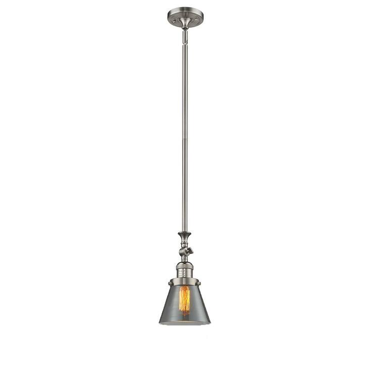 Innovations Lighting Small Cone 6" Wide Adjustable Mini Pendant - Brushed Satin Nickel / Smoked