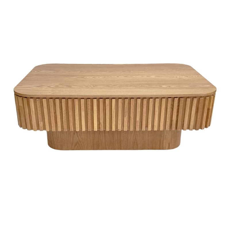 Storage Modern Coffee Table 38.6'' Fluted Lift-top Tea Coffee Table
