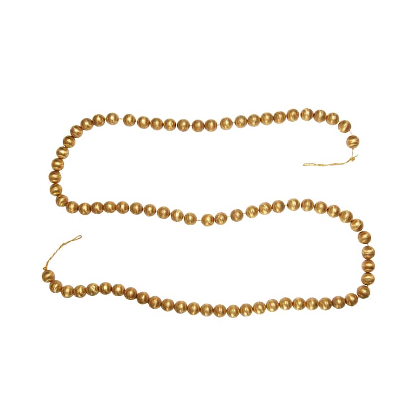 Handmade Embossed Metal Ball Garland - 72.0"L x 0.75"W x 0.75"H - Gold