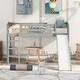 preview thumbnail 1 of 22, Playful Design Wood Loft Bed with Guardrails, Slide and Ladder, Twin size Grey