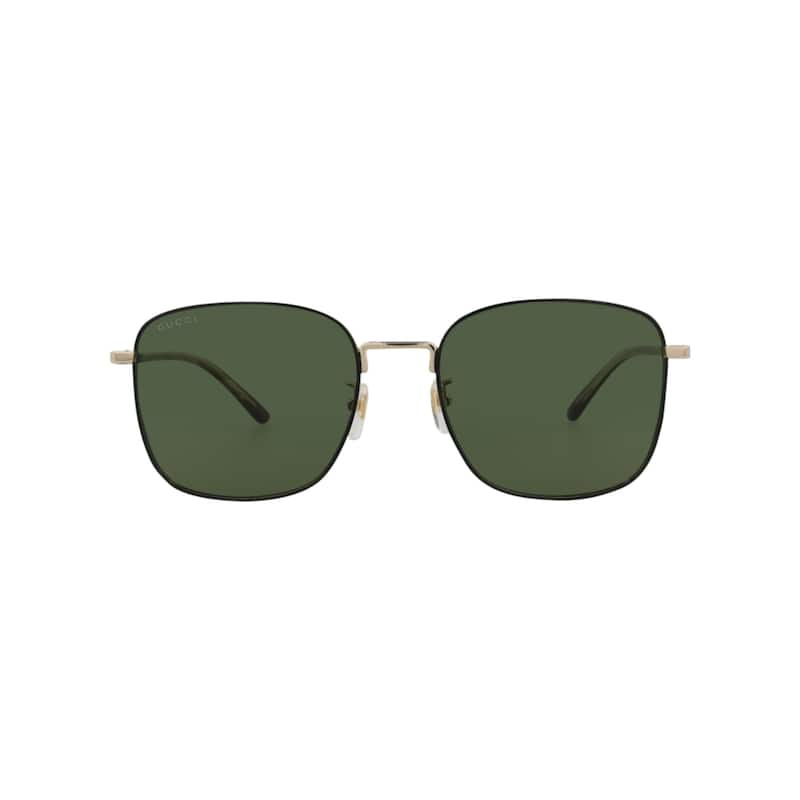 Gucci Square-Frame Metal Sunglasses - Gold Havana Green - Gold - Green Lens
