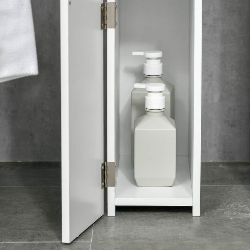 kleankin Tall Bathroom Storage Cabinet with 2 Open Shelves and 2 Door Cabinets, Freestanding Linen Tower