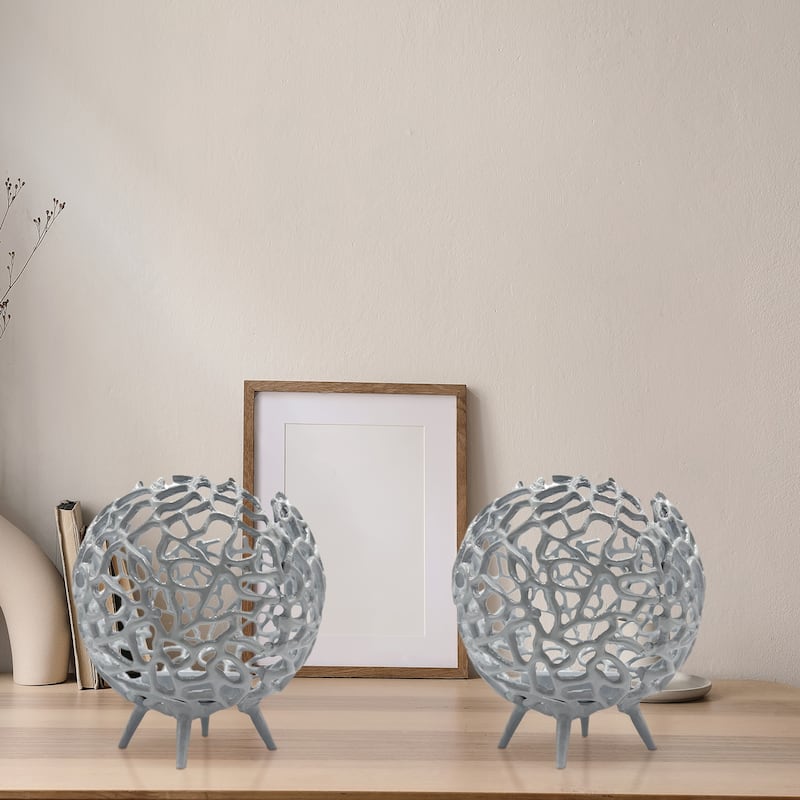 Decorative Handmade Aluminum Round Votive Candle holder Set of 2