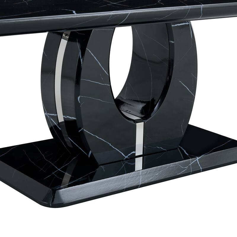 Modern minimalist black MDF pattern sticker pattern MDF rectangular coffee table. Add a peaceful and comfortable atmosph