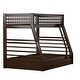 preview thumbnail 5 of 6, Espresso Twin over Full Solid Wood Bunk Bed with Ladder for Kids, Boys and Girls, Bedroom