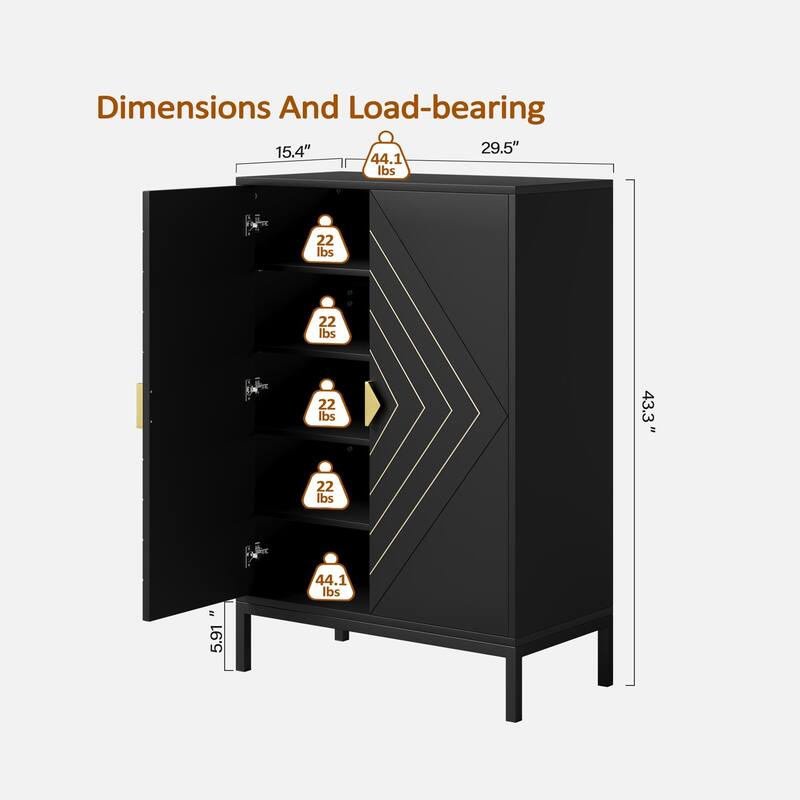 Rossetta Narrow Farmhouse Style Wooden Shoe Rack Organizer Cabinet with 9 Flip Drawers and Adjustable Shelves