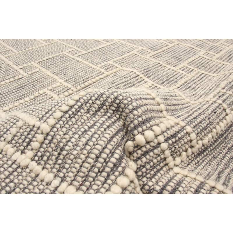 ECARPETGALLERY Braid weave Sienna Grey Wool Rug - 5'0 x 7'9