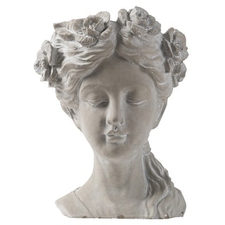 Bust Planter - 11" x 9.5" x 15.5" - Gray - 9.4" X 10.8" X 15.4"
