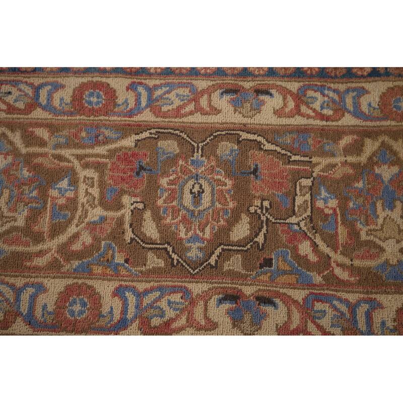 Mashad Persian Vintage Area Rug Handmade Floral Pink Wool Carpet - 9'2"x 13'5"